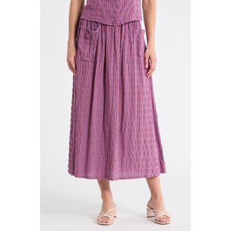 Melrose and Market Gingham Maxi Skirt in Purple- Rust Mini Gingham at Nordstrom Rack, Size Xx-Small