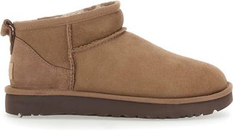 UGG ultra Mini Brown Ankle Boots With Logo On The Heel In Suede Woman