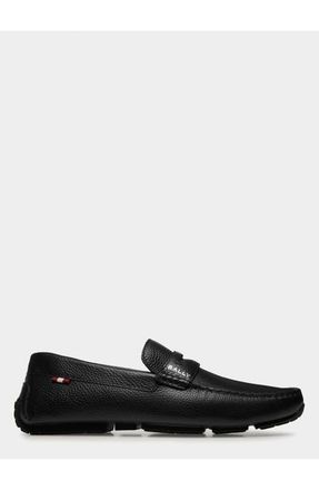 Bally Pilot Driver In Leather with Calf Leather Lining in Black at Nordstrom, Size 44.5