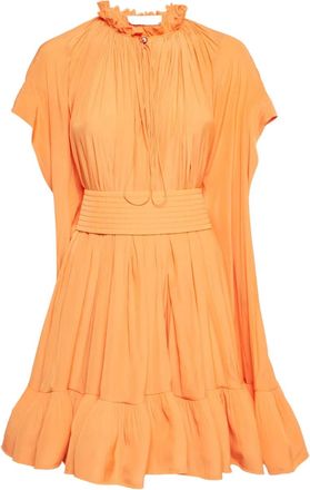 Lanvin ruffled cape-sleeve mini dress - women - Polyester - L - Orange