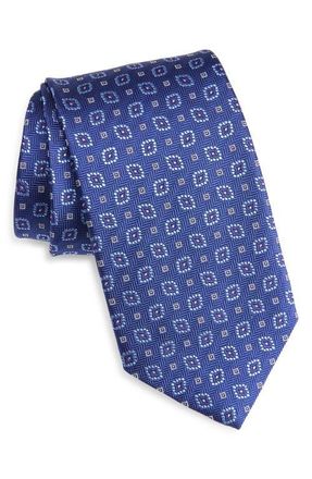 David Donahue Geometric Jacquard Silk Herringbone Tie in Navy at Nordstrom