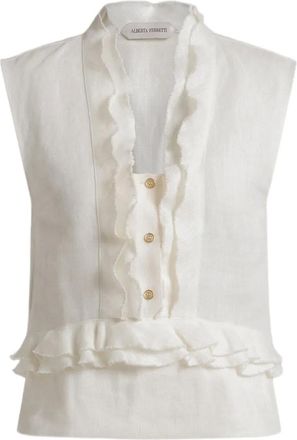 Alberta Ferretti Blouse met ruches en knopen - Wit