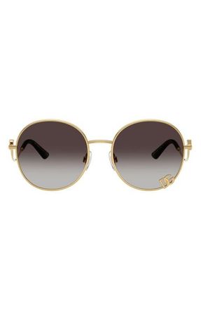 Dolce & Gabbana 56mm Gradient Round Sunglasses in Gold/grey Gradient at Nordstrom