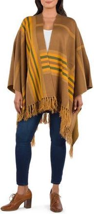 Patricia Nash Stripe Tassel Trim Shawl in Brown Multi at Nordstrom Rack