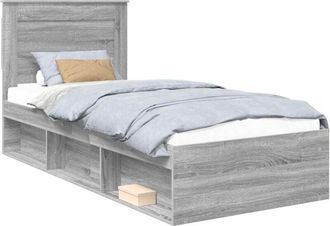 vidaXL Bed Frame with Drawer Grey Sonoma 90 x 190 cm Solid Pine Wood vidaXL