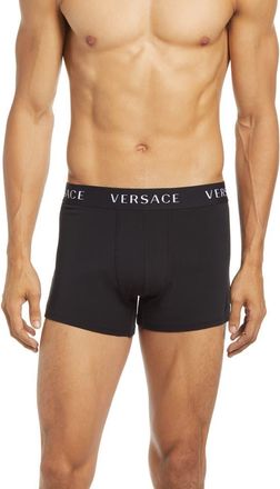 Versace 2-Pack Logo Trunks in Nero-Nero at Nordstrom, Size 4