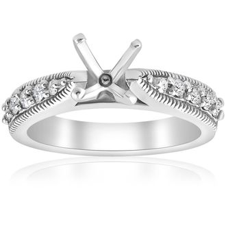 Pompeii3 Diamond Engagement Ring Setting 14k White Gold Vintage Semi Mounting Antique Size Selectable
