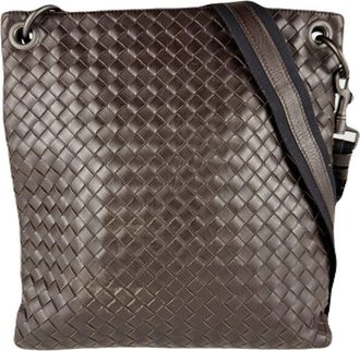 Bottega Veneta Intrecciato Black Brown Leather Shoulder Bag (Pre-Owned)