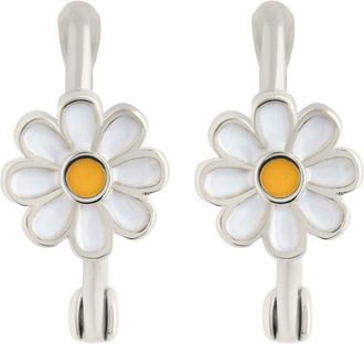 Sterling Forever Silver Stella Flower Micro Hoop Earrings
