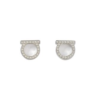 Ferragamo Gancini Kristallen Oorbellen - Dames - Oorbellen - Grijs - ONE Size - Accessoires