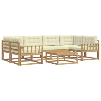 vidaXL Conjunto De Sof&aacute;s De Exterior Con Coj&iacute;n 5 Pcs Blanco Y Crema Vidaxl