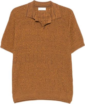 Roberto Collina Truien & Vesten, Heren, Bruin, L, Katoen, Ribbed Moulin&eacute; Polo