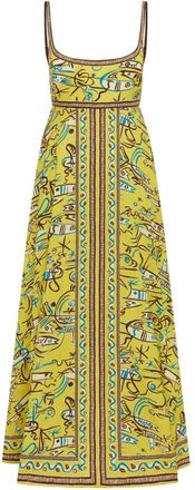 Alemais Sunset Shades Sundress - Dames - Maxi kleedjes - Geel - M - Linnen - Kleedjes