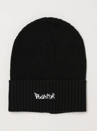 Disclaimer Beanie in cotone a maglia con logo ricamato e risvolto