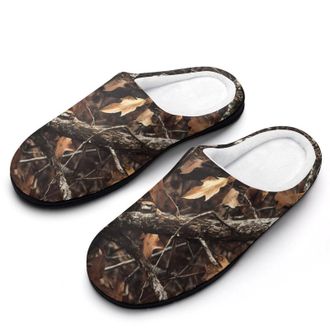 Generic Fashion Camouflage Tree Womens Slippers Warm House Slippers Indoor House Shoes with Anti-Skid Rubber Sole