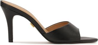 Kazar Zwarte slippers met een brede band. Dit product valt klein uit. - Dames - Muiltjes - Zwart - 36 EU - Leer - Schoenen