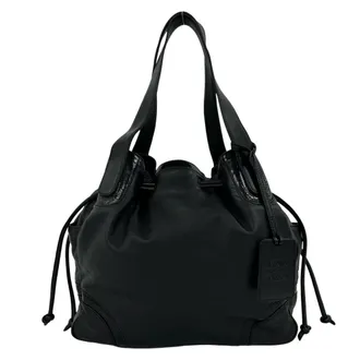 Loewe Black Leather Handbag Shoulder Bag Tote Bag (Pre-Owned)