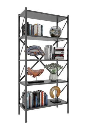 ebuy24 Ebuy24 - Vcm Madera Metal Almacenamiento Estante Estante Decoraci&oacute;n Libros Estante Estante Insasi 5 (antracita)