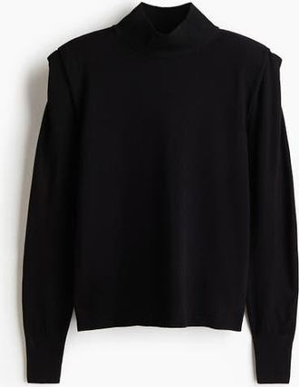 H&M Fine-knit Turtleneck Top in Black at Nordstrom, Size X-Small