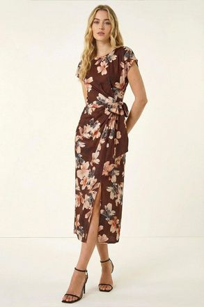 Roman Floral Twist Stretch Dress