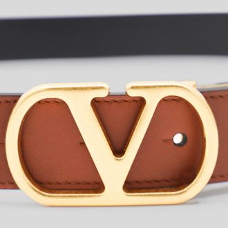 Valentino Garavani Mens Belts Black-Cognac-Gold _le