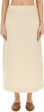 Jil Sander White Solid Midi Skirt