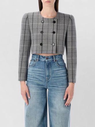 Chlo&eacute; cropped jacket check tailored shoulders design
