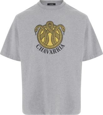 Willy Chavarria Snake Crest Katoenen T-shirt - Heren - T-shirts - Grijs - M - Katoen - Tops