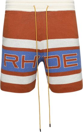 Rhude panelled knit shorts - men - Fabric - L - Orange