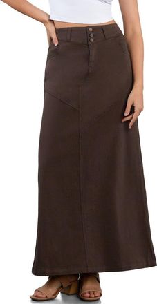 Wash Lab Denim Pieced Denim Maxi Skirt in Chocolate Brown at Nordstrom, Size 30