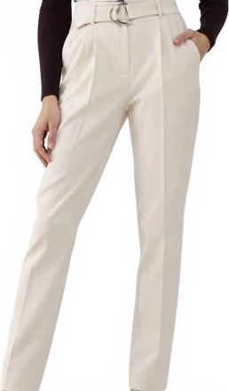 Q2 Cigarette Pants With Paperbag Waist In Cream