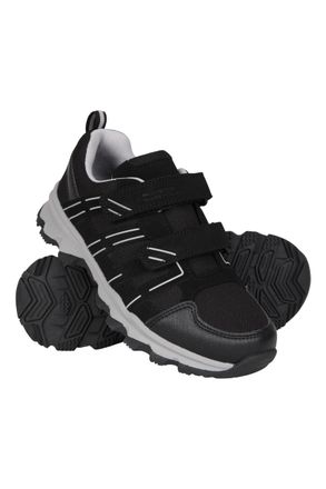 Mountain Warehouse Cannonball Kids Walking Shoes - Lightweight & Soft Suede & Textile Sneakers with Ankle Support - for Spring Summer Travelling & Camping Jet Black Juni