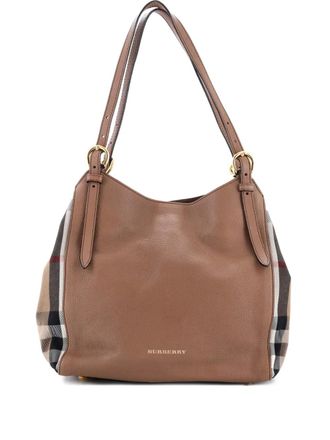 Burberry Canterbury Leather and House Check Canvas Small tote bag - Brown