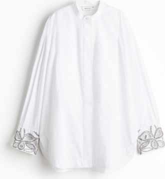 H&M Smokingbluse mit Strassdetails - White