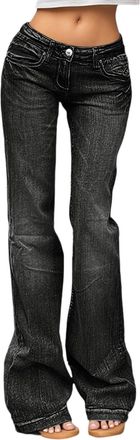 Generic Womens Flare Jeans Y2K 90s Bootcut Low Rise Vintage Distressed Pants Denim Pants Bell Bottoms for Yoga Casual Gym and Sports Trousers Loose Fit Hippie