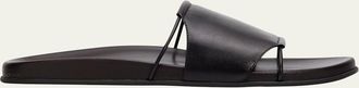 The Row Vivienne Flat Leather Slide Sandals