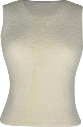 Alice & Olivia Alice + Olivia Sleeveless Crewneck Top in Ivory Nylon