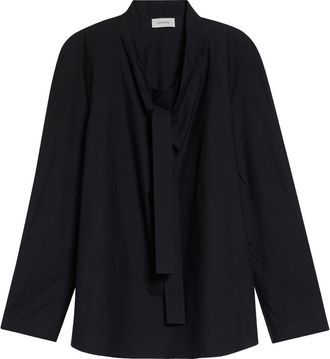Christophe Lemaire Ascot Cotton & Silk Top in Squid Ink at Nordstrom, Size 10 Us