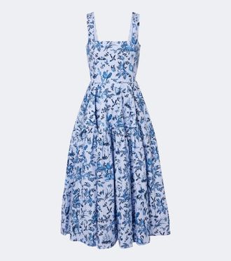 Erdem Striped printed cotton poplin midi dress