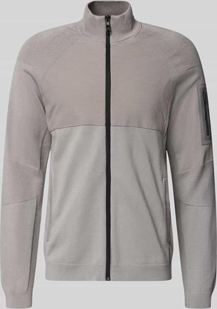 HUGO BOSS Regular Fit Sweatjacke aus Viskose-Mix Modell TOUR HY in Hellgrau, Gr&ouml;&szlig;e XXXL