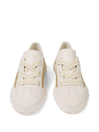 Jimmy Choo London Diamond Mesh Leather Sneaker - Beige