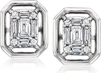Ross-Simons Diamond Cluster Earrings in Sterling Silver