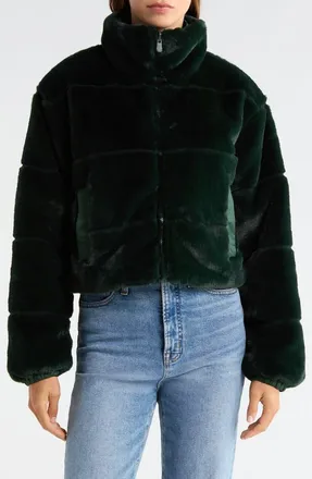 Save The Duck Yuki Reversible Jacket in Noir Green at Nordstrom, Size 6