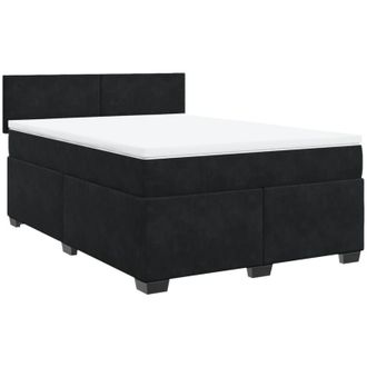 vidaXL Cama Box Spring Con Colch&oacute;n Terciopelo Negro 160x200 Cm Vidaxl