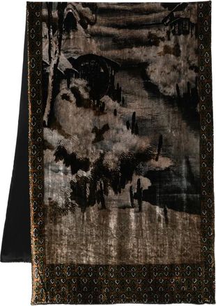 Pierre-Louis Mascia Sciarpa in velluto con stampa - Marrone