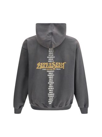 Represent Mens Golden Tour Hoodie Sun Fade Grey Cotton Sweatshirts Sweater