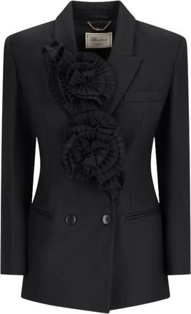 Blumarine Giacca Misto Lana 2B122A - Dames - Blazers - Zwart - 2XS - Wol - Jassen