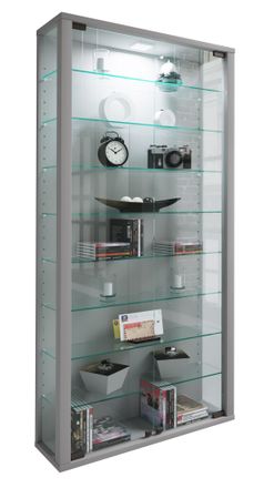 ebuy24 Ebuy24 - Vitrina De Vidrio Vcm De Pie Vitrina De Vidrio Con Vidrio De Seguridad Esg Dimensiones Aprox. 113 X 59 X D. 18 Cm Vidrio De Vitrina De Soport