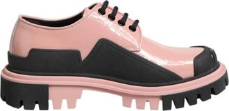 Dolce & Gabbana Poederroze Leren Veterschoenen - Dames - Veterschoenen - Roze - 36 1/2 EU - Leer - Schoenen