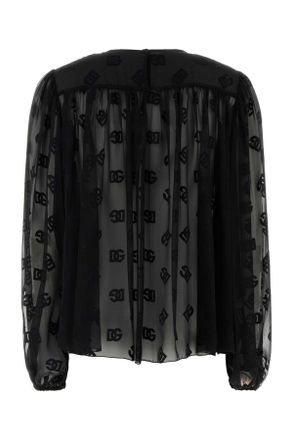 Dolce & Gabbana Womens Black Organza Blouse Nero Exterior: Silk Viscose Maglie